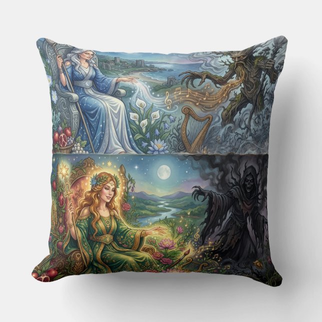 TOCOCLAWS Fantasygudinna och trädmonster Magi A Kudde (Framsida)