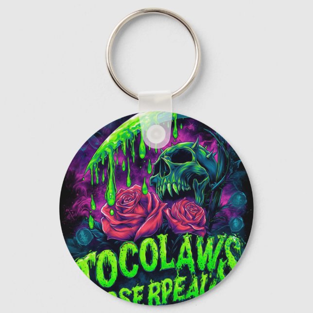 TOCOCLAWS Grim Reaper Dödskalle Slime Ros Skräck Nyckelring (Framsida)