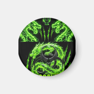 TOCOCLAWS Tvilling Neon Grön Blixt Drakar  Magnet