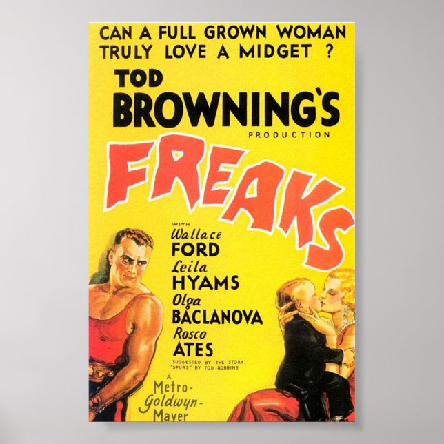 Tod Brownings "Freaker"-film poster. Poster (Framsidan)