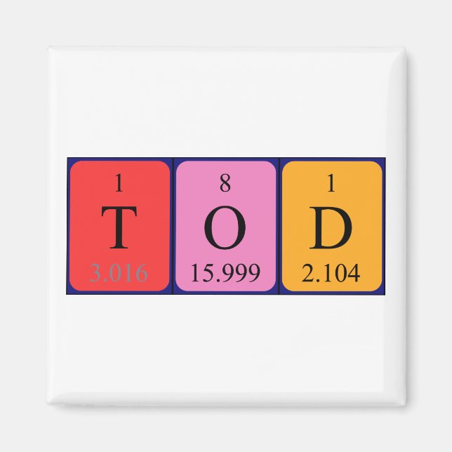Tod Periodisk magnet bord namn (Framsidan)