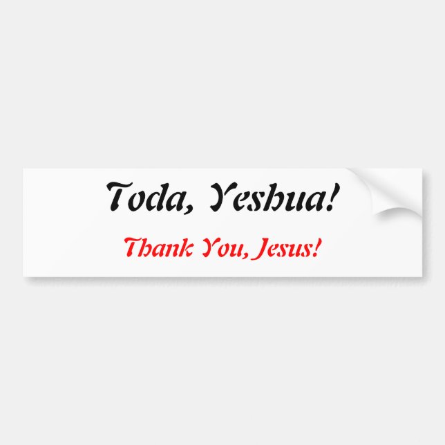 Toda, Yeshua! Bildekal (Framsidan)