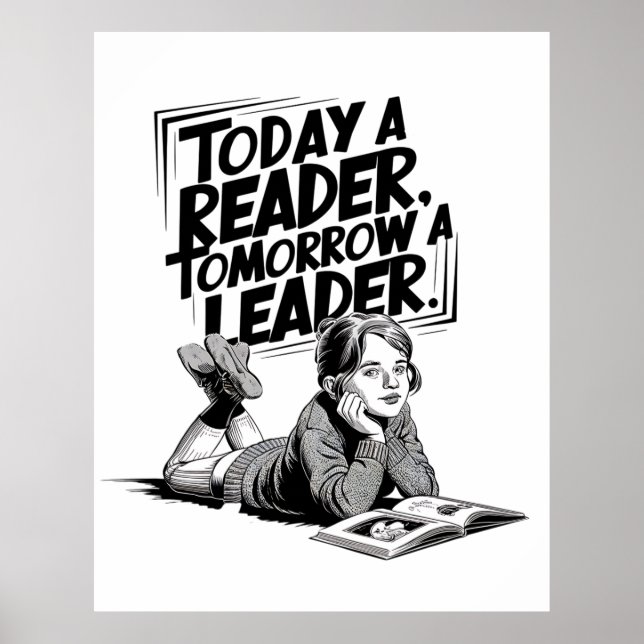 Today a Reader - Book Reading Girl - Bookworm Girl Poster (Framsidan)
