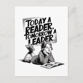 Today a Reader - Book Reading Girl - Bookworm Girl Vykort