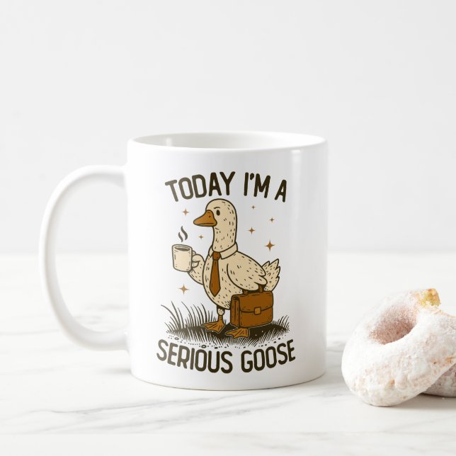 Today I'm A Serious Goose Funny Office Work Animal Kaffemugg (Med munk)