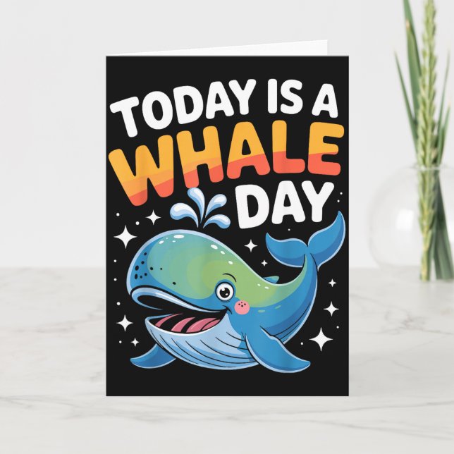 Today Is A Whale Day Cute Cartoon Ocean Animal Wat Kort (Framsida)