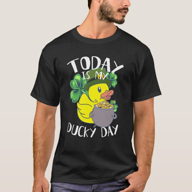 Today is My Ducky Lucky Day Yellow Leprechaun Rubb T Shirt (Framsida)