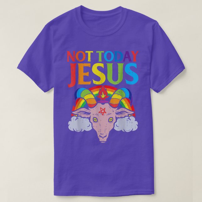 Today Not Jesus Satan Goat Satanic Rainbow Satanis T Shirt (Design framsida)