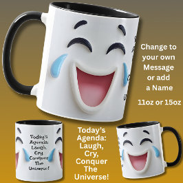 Today's Agenda,  Add Name Message, Expressive Face Mugg