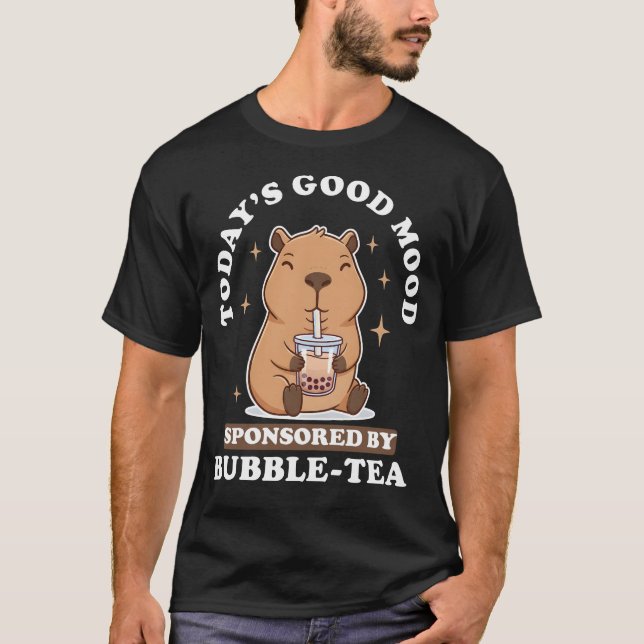 Today's Good Mood Bubble Tea Kawaii Capybara T Shirt (Framsida)