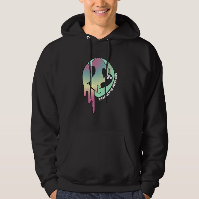 Today's Mood Happy Retro Melting Face Motivational Hoodie (Framsida)