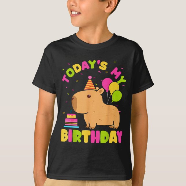 Todays My Birthday Girls Capybara Lovers Birthday  T Shirt (Framsida)