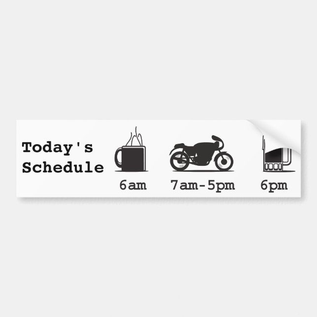 Today'sSchedule kaffe 2wheels och öl Bildekal (Framsidan)