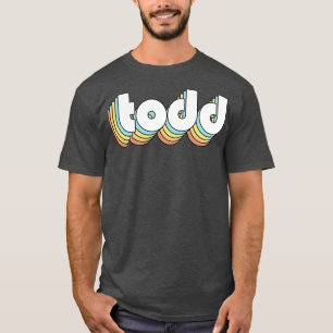 Todd Retro Rainbow Typography Faded Stil T Shirt