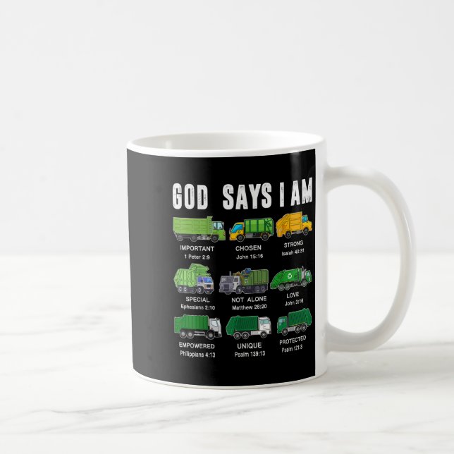 Toddler Boy God Says I Am Garbage Truck Jesus Brot Kaffemugg (Höger)