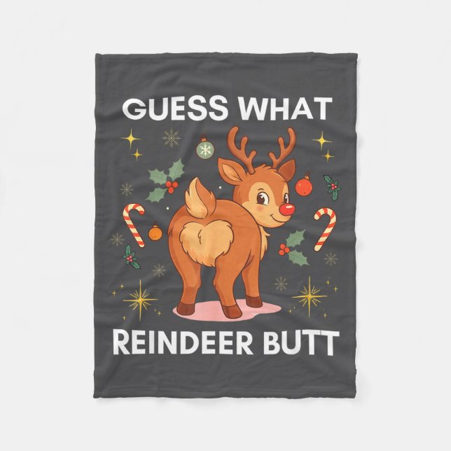 Toddler Christmas Ugly Sweater Guess What Reindeer Fleecefilt (Framsidan)