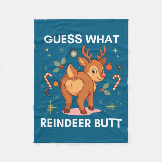 Toddler Christmas Ugly Sweater Guess What Reindeer Fleecefilt (Framsidan)