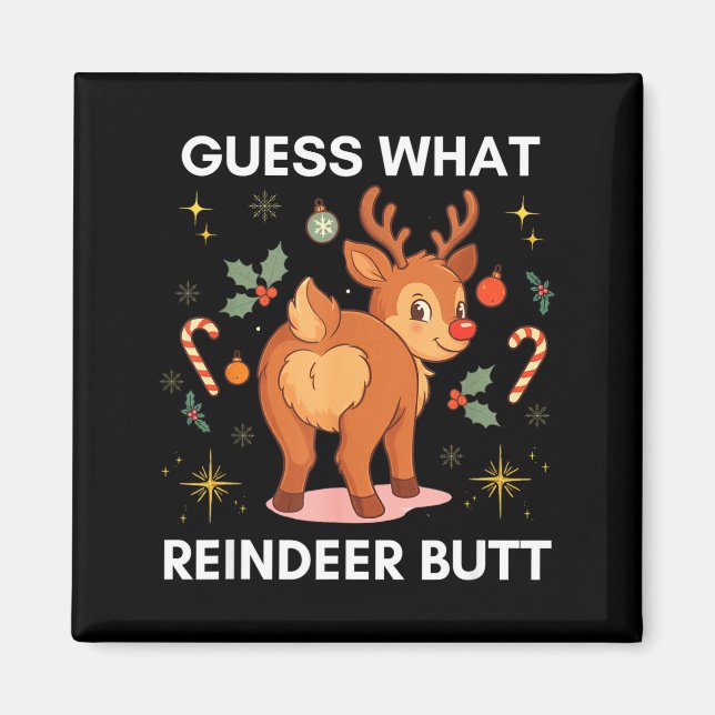 Toddler Christmas Ugly Sweater Guess What Reindeer Magnet (Framsidan)