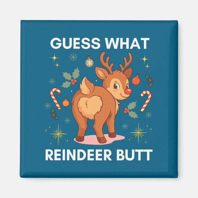 Toddler Christmas Ugly Sweater Guess What Reindeer Magnet (Framsidan)