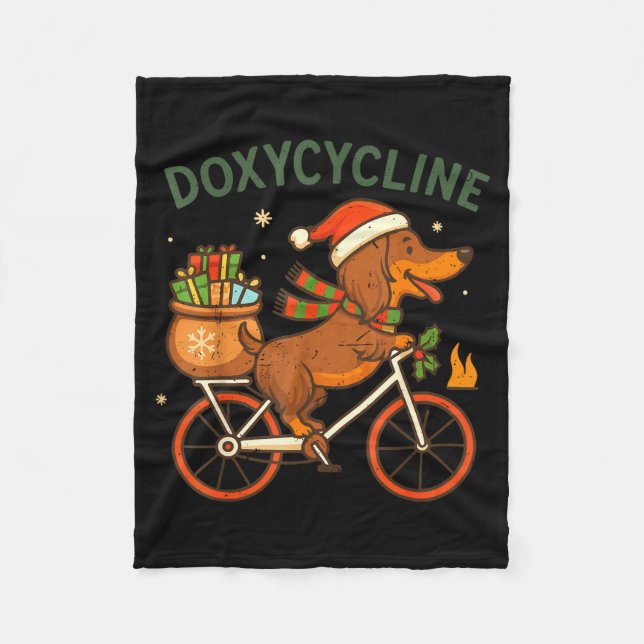 Toddler Doxycycline Long Hair Dachshund Christmas  Fleecefilt (Framsidan)