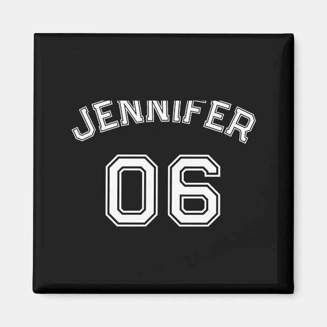 Toddler Girl Name Jersey Number Srts Nk Cotton Tod Magnet (Framsidan)