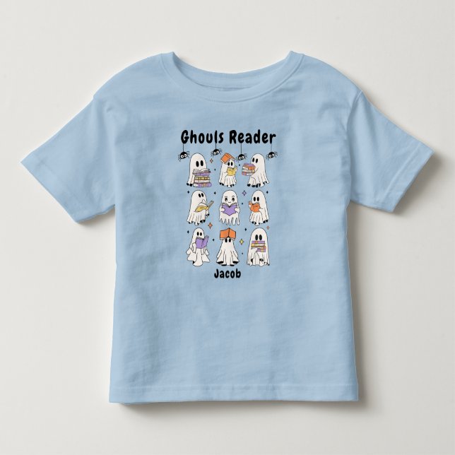 Toddler Spöken Halloween Läsarböcker T-Shirt (Framsida)