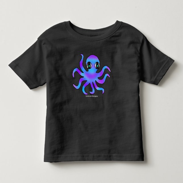 Toddler T-Shirt - Blå Violett Bläckfisk (v) (Framsida)