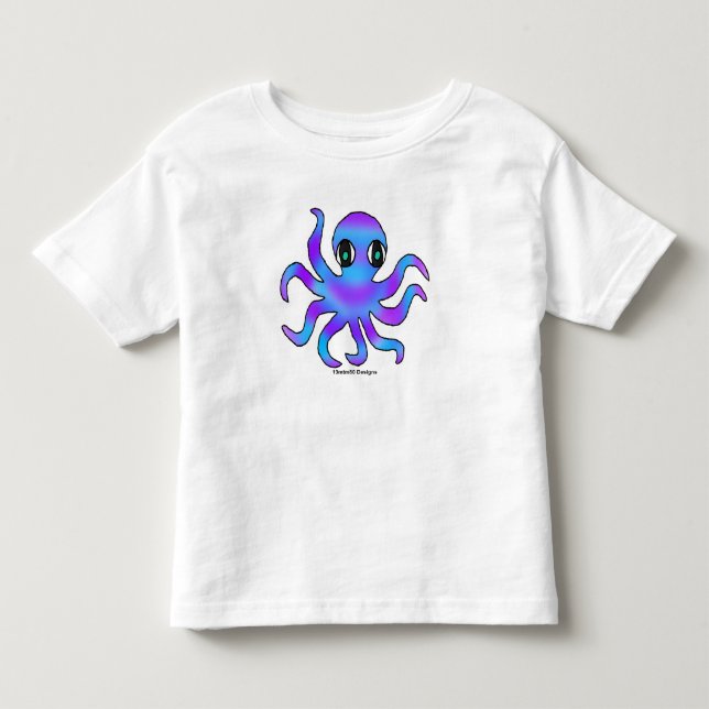 Toddler T-Shirt - Blå Violett Bläckfisk (w) (Framsida)