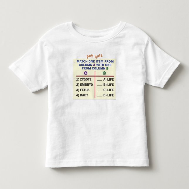 Toddler t-shirt with a quiz. (Framsida)