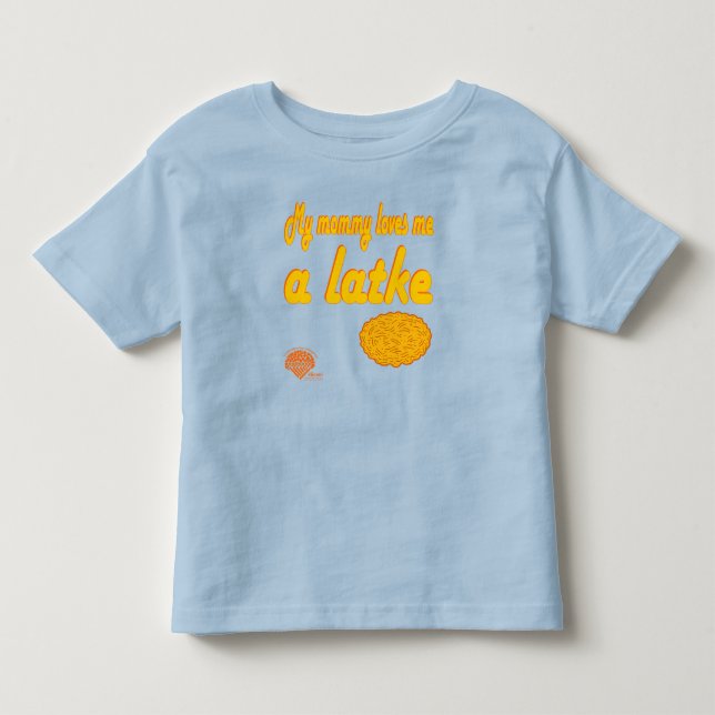 Toddlers' Hanukkah Shirt - "Mommy loves me a latke T Shirt (Framsida)