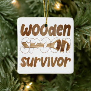 Toden Spoon Survivor Funny Italienska Roligten Exp Julgransprydnad Keramik