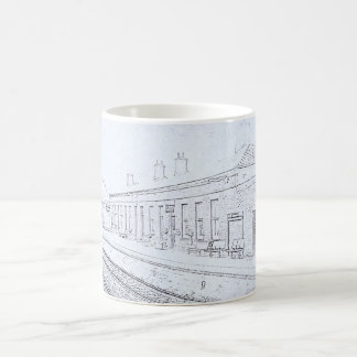 Todmorden järnvägsstation Skiss, Vintage stil Kaffemugg