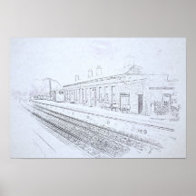 Todmorden järnvägsstation Skiss, Vintage stil