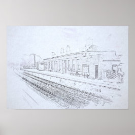 Todmorden järnvägsstation Skiss, Vintage stil Poster