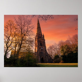 Todmorden Unitarian Church vid solnedgång Poster