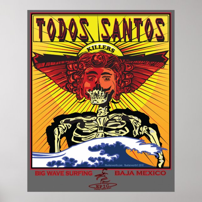 TODOS SANTOS BAJA MEXICO SURFBREAK SURFING POSTER (Framsidan)