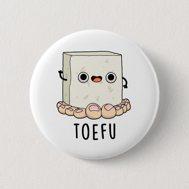 Toe-fu Funny Food Tofu Pun Knapp (Framsida)