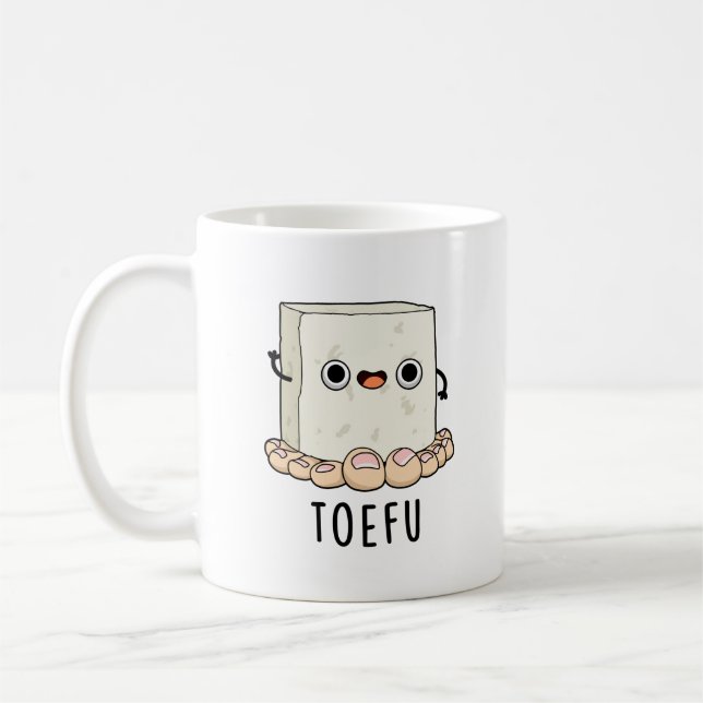Toe-fu Funny Tofu Pun Kaffemugg (Vänster)