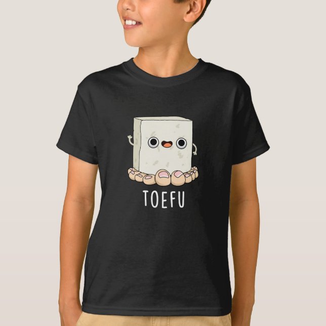Toe-fu Funny Tofu Pun Mörk BG T Shirt (Framsida)