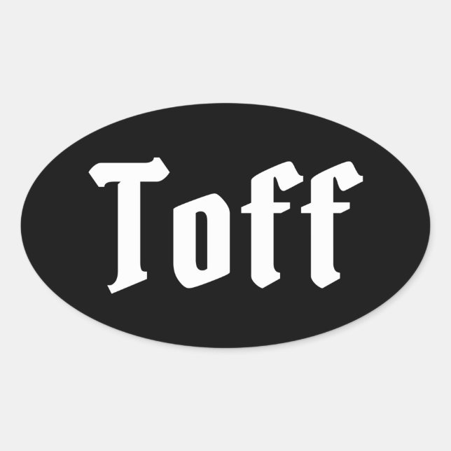 Toff Oval Sticker Ovalt Klistermärke (Framsida)