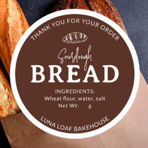 Toffee Brown Simple Bakery Sourdough Bröd Klisterm Runt Klistermärke