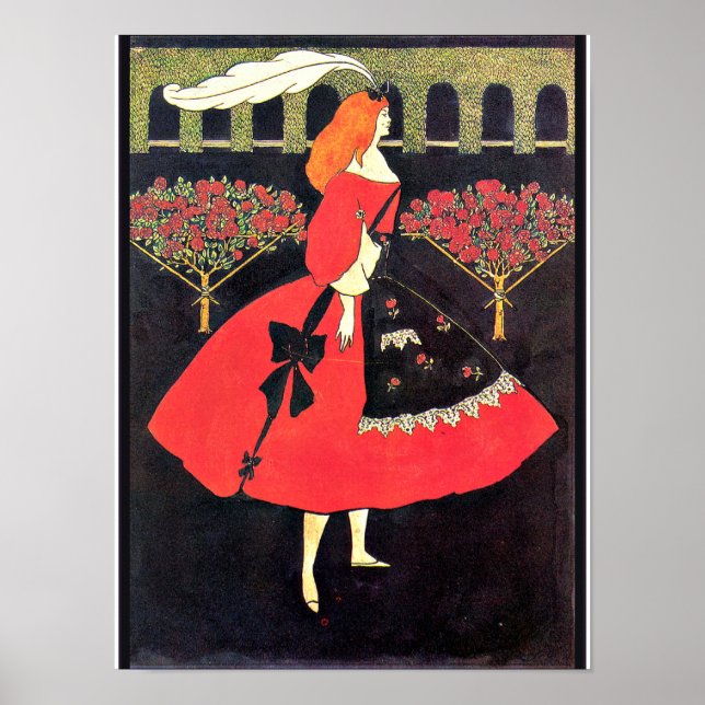 Tofflorna Cinderella av Audrey Beardsley Poster (Framsidan)