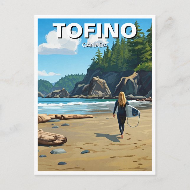 Tofino Canada Surfer på Beach Travel Vykort (Framsida)