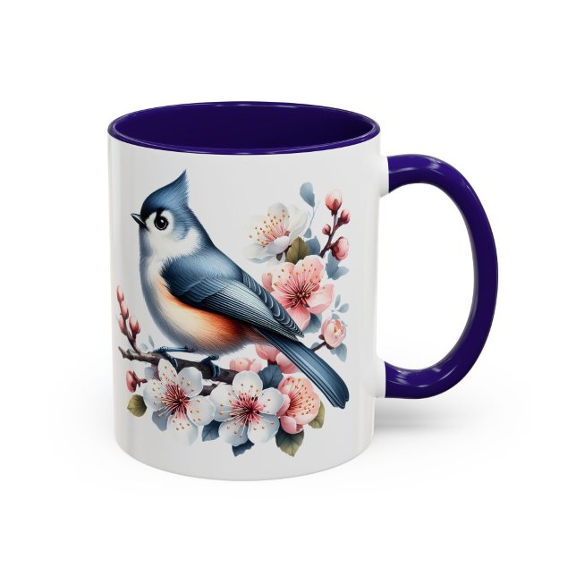 Tofsmes Fågel Mugg Blommig Present (Skapare uppladdad)