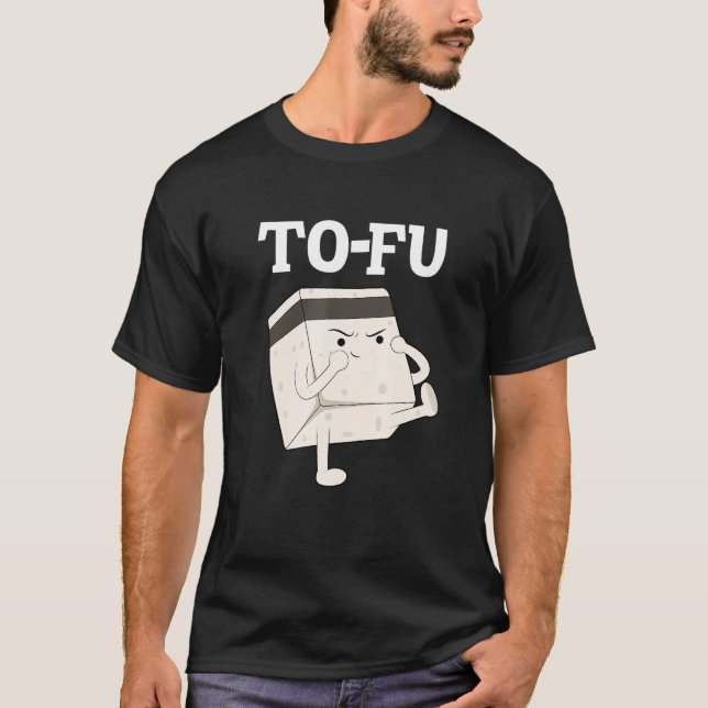 tofu   text  pun  wordplay  food  kung fu  vegan t shirt (Framsida)