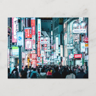 Tofyllda staden Tokyo Japan vid Nattens Poster Vykort