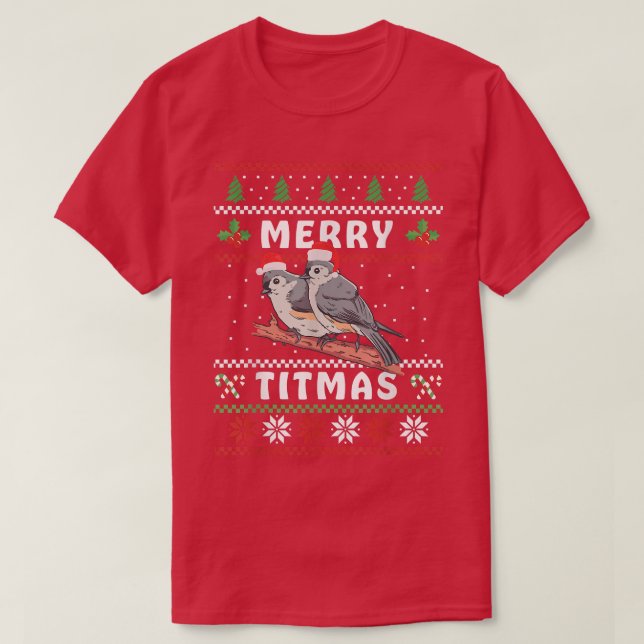 Tofyllt Titmus Merry Titmas Gift Bird watch T Shirt (Design framsida)