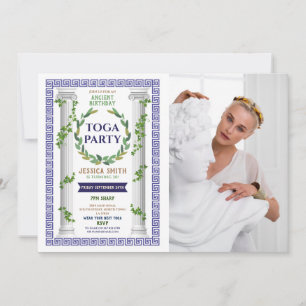 Toga Party Birthday Ivy Rulla Ancient Roman Photo Inbjudningar