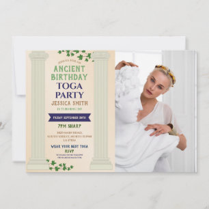Toga Party Birthday Roman Ivy Rulla Ancient Photo Inbjudningar
