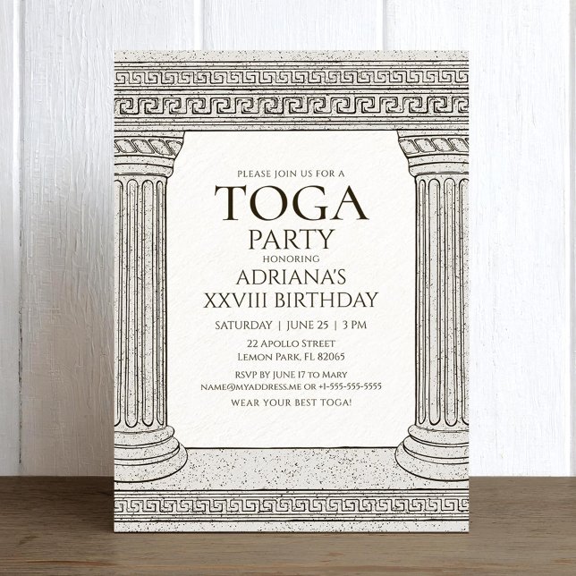 Toga Party födelsedag med romerskt tema Inbjudningar (Skapare uppladdad)